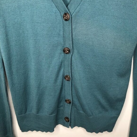 URBAN Outfitters  BDG Teal Button Up Grandpa Cardigan Size Small - Picture 2 of 6